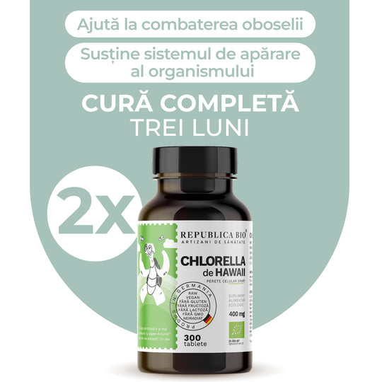 CHLORELLA BIO Complet, pachet promotional, cura completa pentru 100 de zile, BIO, RAW, VEGAN, ecologic